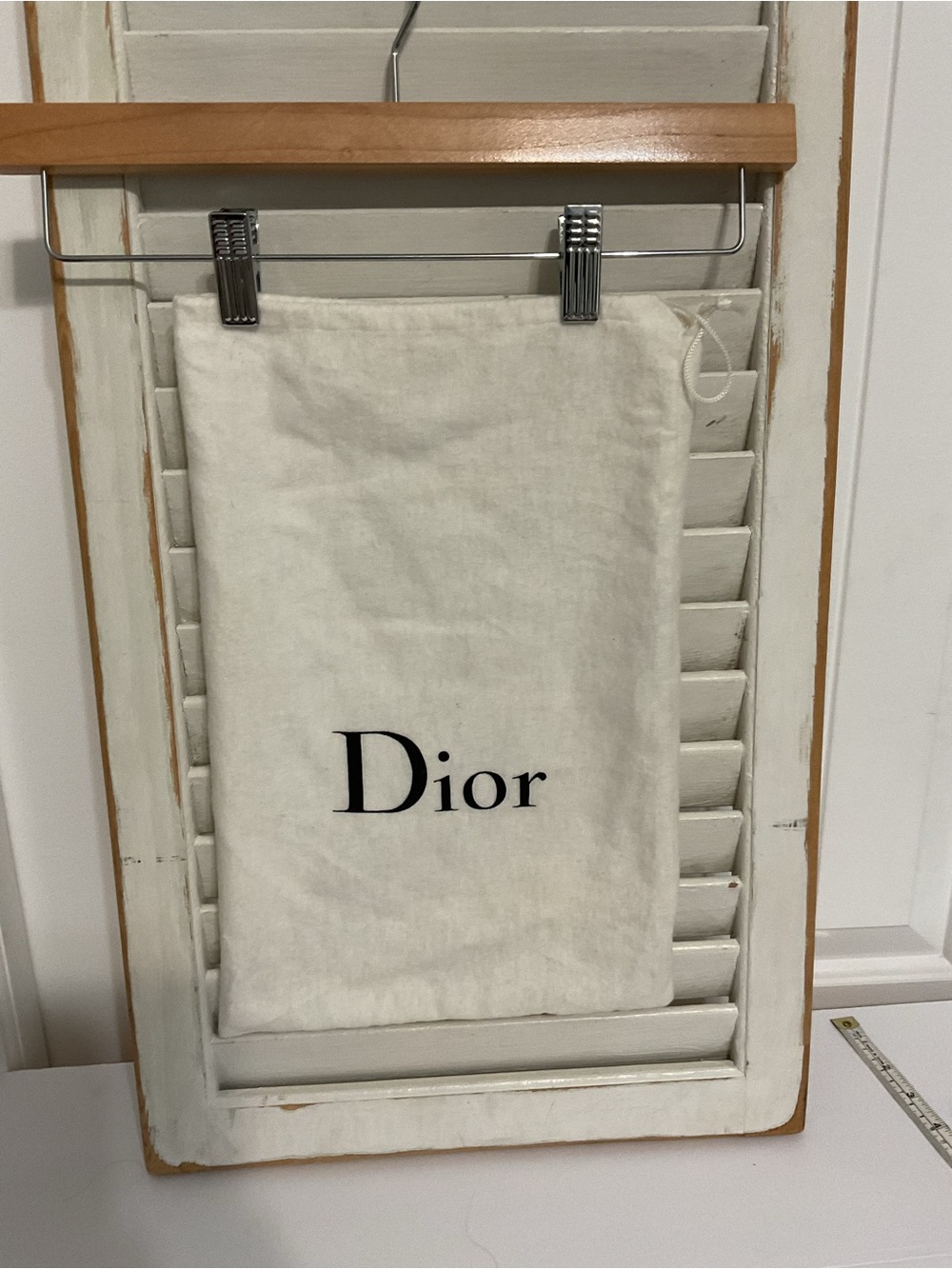 Dior Cream Fabric Drawstring Pouch with Black Logo